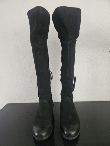 Damen lederstiefel overknees - ,
