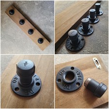 Garderobenleiste Garderobe Haken Industrial Design Holz Metall Braun Schwarz