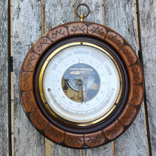 Rundes Barometer/ Thermometer antik um 1900 Holz Messing