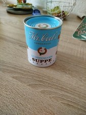 Dose leer mit Aufschrift Schneemann Suppe