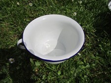 vintage Email Nachttopf Bettpfanne Ø 20 cm - Emaille weiß - Pflanzgefäß