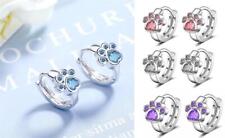 Pfote Ohrringe 925 Silber Creolen Damen Kinder Blau Rosa Transparent Lila