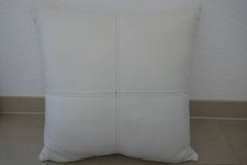 Großes weißes Echtleder Sofa Kissen 45 x 45 cm