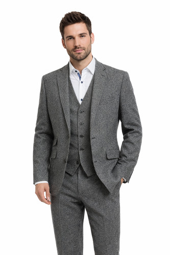Grauer donegal tweed anzug - tweed,