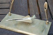 Concorde oder Tupolev TU-144 Briefbeschwerer Stiftehalter 70er Flugzeug Modell