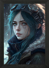 Icy Anime Lady gerahmtes