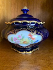 Lindner Echt Kobalt Bonboniere  Blau Blumen Küps Bavaria neuwertig