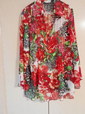 Bluse , mit Kragen, rotbunt,  Gr. ca.46  -  gut erhalten