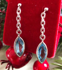 Topas Ohrringe Ohrstecker Ohrhänger L= 2,5 cm B= 0,7cm in echtem 375er Weißgold