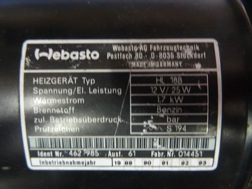 Luftheizung webasto 18 - luftheizung,