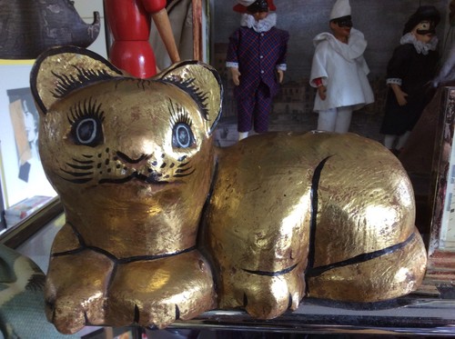 Goldkatze aus holz - goldkatze,