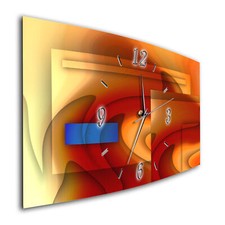 BM Wanduhr 60 cm x 30 cm  leises Uhrwerk Funkwanduhr 147-1a Digital Art Abstrakt