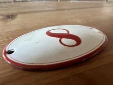 EMAILLIERT GEWÖLBTE HAUSNUMMER  8 METALL SCHILD OVAL ANTIK