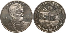 Marshall Islands 5 Five Dollars 1996 - James Dean 28.4g, ø 38mm KM# 303
