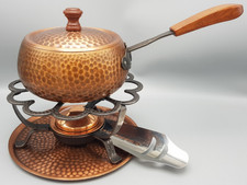 gekra KUPFER Set FEUERZANGENBOWLE Stieltopf mit Stövchen Hammerschlag 6tlg