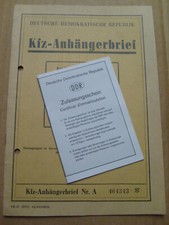 KFZ Brief Kraftfahrzeugbrief DDR Anhängerbrief Camping Anhänger C4 (Intercamp)