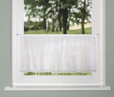 Batist-Cafehaus-Gardine MACIRO, Stickerei-Motiv, Stangendurchzug