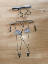 PENDELLEUCHTE 2flammig 12 Volt vermutl. GU10 Leuchtmittel Glasschirme verstellb.