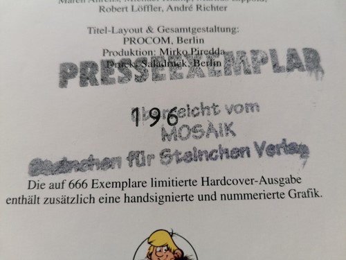 Rarität presseexemplar mosaik - rarität,