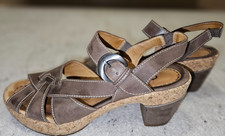 Gabor comfort Sandalen Gr. 5, 38 Glatt Leder taupe Korksohle Plateau Riemchen 1A