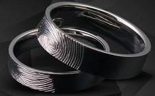 Eheringe Trauringe 585 er Gold Weiß Gold 5mm breit  Fingerabdruck