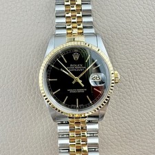 Rolex Datejust 36 Ref. 16233 Stahl Gold Automatik Schwarzes Blatt Herrenuhr Top