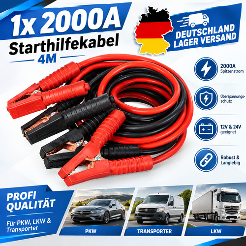 2000a starthilfekabel 4m - 2x,