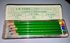 A.W. FABER "CASTELL" antike Blechdose "Ritter-Motiv" - plus 5 Buntstifte 96xx