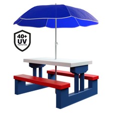 Kindersitzgruppe Sitzgarnitur Kinder Kindermöbel Garten Tisch Bank Sonnenschirm