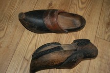 Vintage Holz Clogs Handarbeit Echtleder
