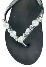 Badelatschen Zehentrenner Flip Flops Schwarz Strass Steine Gr 37