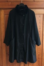 Designer Damen Wintermantel 42 A-Form 2in1 Übergangs Mantel Schwarz echt Pelz