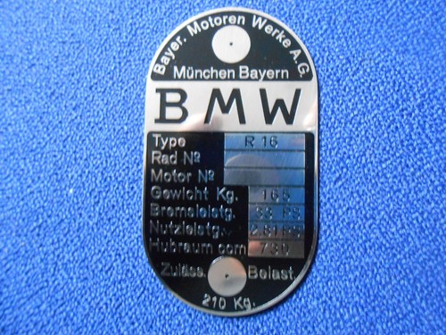 Typenschild bmw 16 r16 - 16,