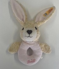 STEIFF rosa Hoppel Hase RASSEL Greifling Schnuffeltuch Mädchen Schmusetuch 