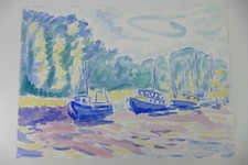 Wilhelm Klußmann Aquarell 1993 sig. Rye 48x66cm N-1239