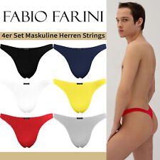 Fabio Farini 4er-Pack maskuline Herren String-Tangas in Rot oder Nachtschwarz