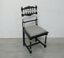 Antiker Gründerzeit Stuhl Esszimmerstuhl Schwarz Weiß Silber handbemalt UNIKAT
