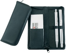 Alassio Schreibgeräte Etui für 3 Schreibgeräte schwarz aus Leder (ohne Inhalt)