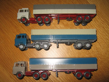 3 x Wiking 516 Magirus 235 D Pritschensattelzug perlweiß/azurblau/graubeige