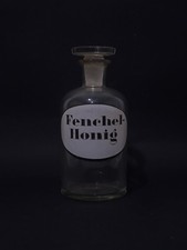 hB7EhA - Antike Apotheker Glas Flasche Fenchel-Honig - Vintage - 17,5 cm 