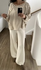 Sweatshirt Beige Gestreift Sweater Weit 36 38 40 42 Oversized Shirt