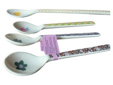 RICE Teelöffel Set 4x Blumenmuster Mehrfarbig 22cm Farbenfroh Melamin