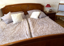 Doppel-Bett & Matratze ❤️ Italienische Möbel Mahagoni Luxus Holz Schlafzimmer