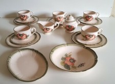 Service Gallo Lucienne Keramik handbemalt 5 Pers Tasse UT Teller Milch Zucker