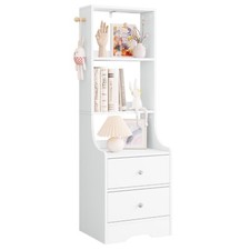 Nachtschrank hoch mit 2 Schubladen,für Schlafzimmer Arbeitszimmer, Weiß stn18ws