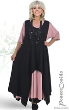 LAGENLOOK Long-Shirt Kleid Überwurf XL-XXL-XXXL 44-46-48 50-52-54-56-58 schwarz