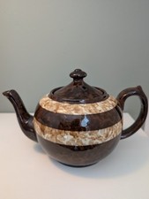 Vintage Keramik Teekanne, England, braun Marmoriert 