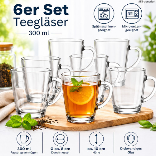 6er set teegläser teetassen - 6er,