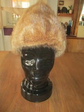 Echt Pelz Damen Mütze Kappe beige Kopfumfang 53 cm