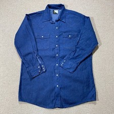 VINTAGE Saddle King Western Hemd Herren XL Blau Ranch Pearl Snap Made in USA 90s